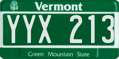 VT license plate YYX213