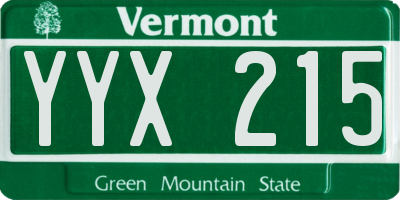 VT license plate YYX215