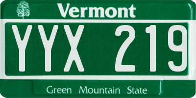 VT license plate YYX219