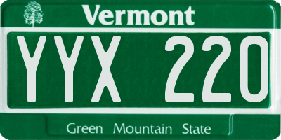 VT license plate YYX220