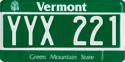 VT license plate YYX221