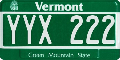 VT license plate YYX222