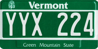 VT license plate YYX224