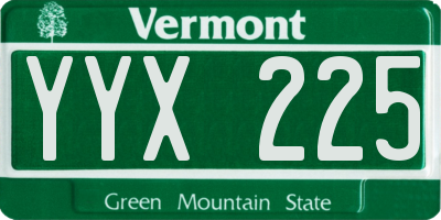 VT license plate YYX225