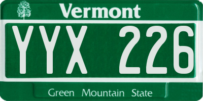 VT license plate YYX226