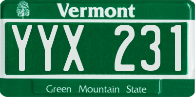 VT license plate YYX231