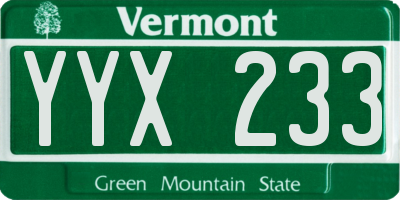 VT license plate YYX233