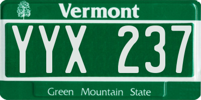 VT license plate YYX237