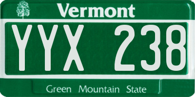 VT license plate YYX238