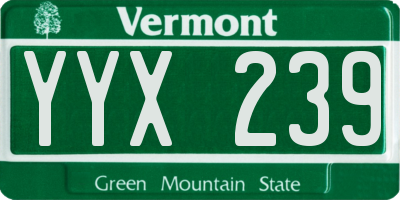VT license plate YYX239