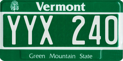 VT license plate YYX240