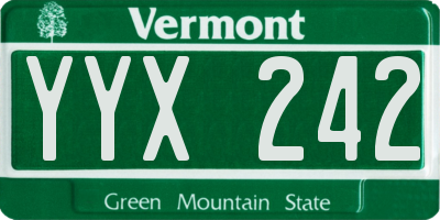 VT license plate YYX242