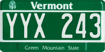 VT license plate YYX243
