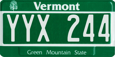 VT license plate YYX244