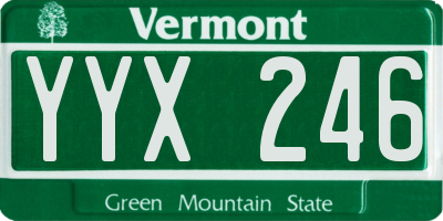 VT license plate YYX246