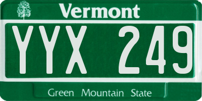 VT license plate YYX249