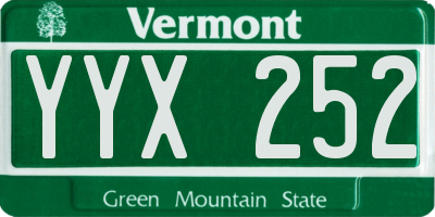 VT license plate YYX252