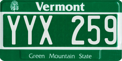 VT license plate YYX259