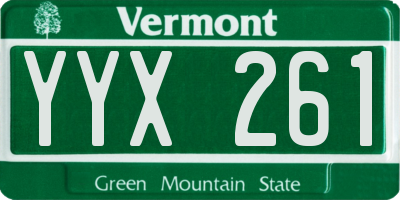 VT license plate YYX261