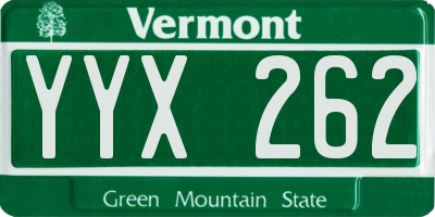VT license plate YYX262