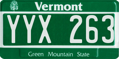 VT license plate YYX263