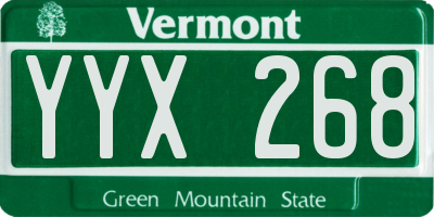 VT license plate YYX268