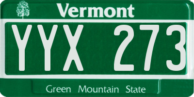 VT license plate YYX273