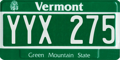 VT license plate YYX275