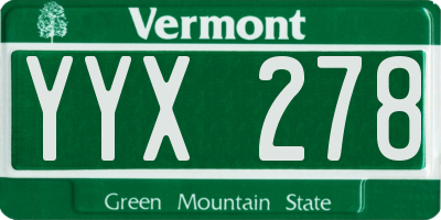 VT license plate YYX278