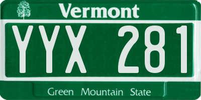 VT license plate YYX281