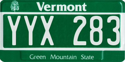 VT license plate YYX283