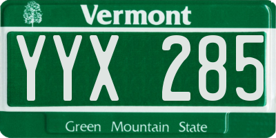 VT license plate YYX285