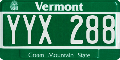 VT license plate YYX288