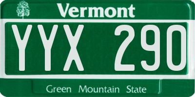 VT license plate YYX290