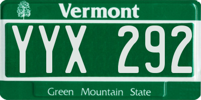 VT license plate YYX292