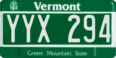VT license plate YYX294