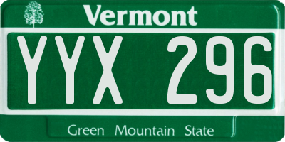 VT license plate YYX296