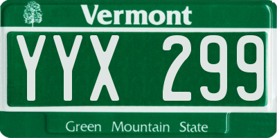 VT license plate YYX299