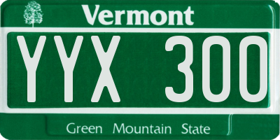 VT license plate YYX300