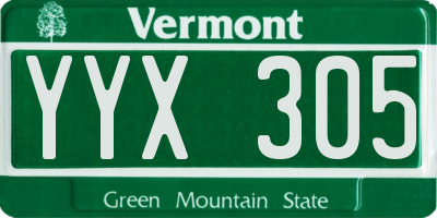 VT license plate YYX305