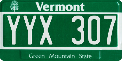 VT license plate YYX307