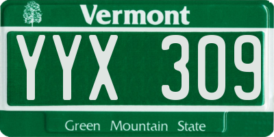 VT license plate YYX309