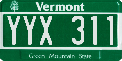 VT license plate YYX311