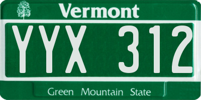 VT license plate YYX312