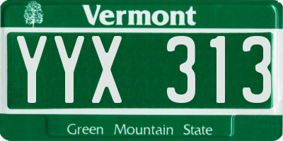 VT license plate YYX313