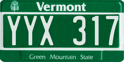 VT license plate YYX317