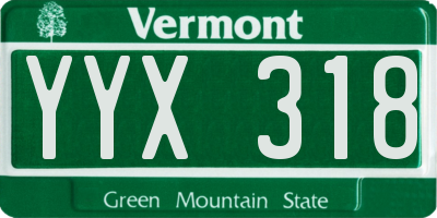 VT license plate YYX318