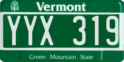 VT license plate YYX319