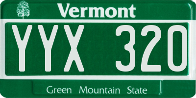 VT license plate YYX320