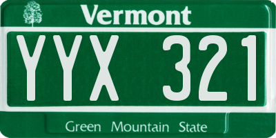 VT license plate YYX321